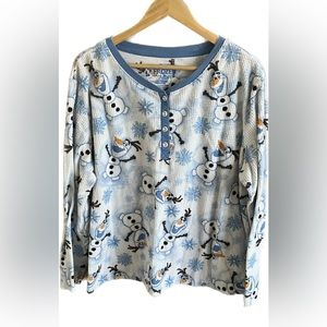 Disney Frozen Olaf snowman Christmas long sleeve night shirt Size 3X.